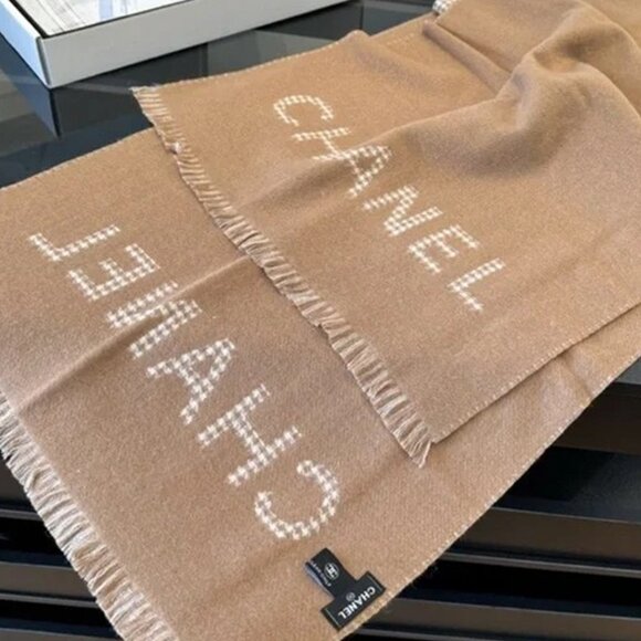 CHANEL Women’s Cream and Tan Soft Scarf - Picture 4 of 5